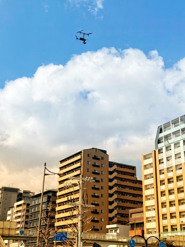 京都五条にてマンション建設予定地の広告用撮影と各階の眺望写真をドローン撮影させていただきました。