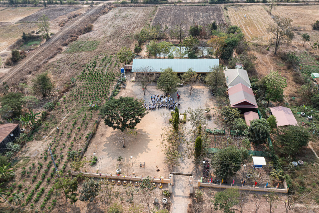 Cambodian elementary school drone photography